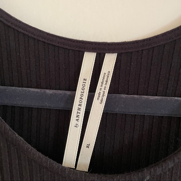 Black slim ribbed cotton dress Anthropologie - Picture 5 of 5